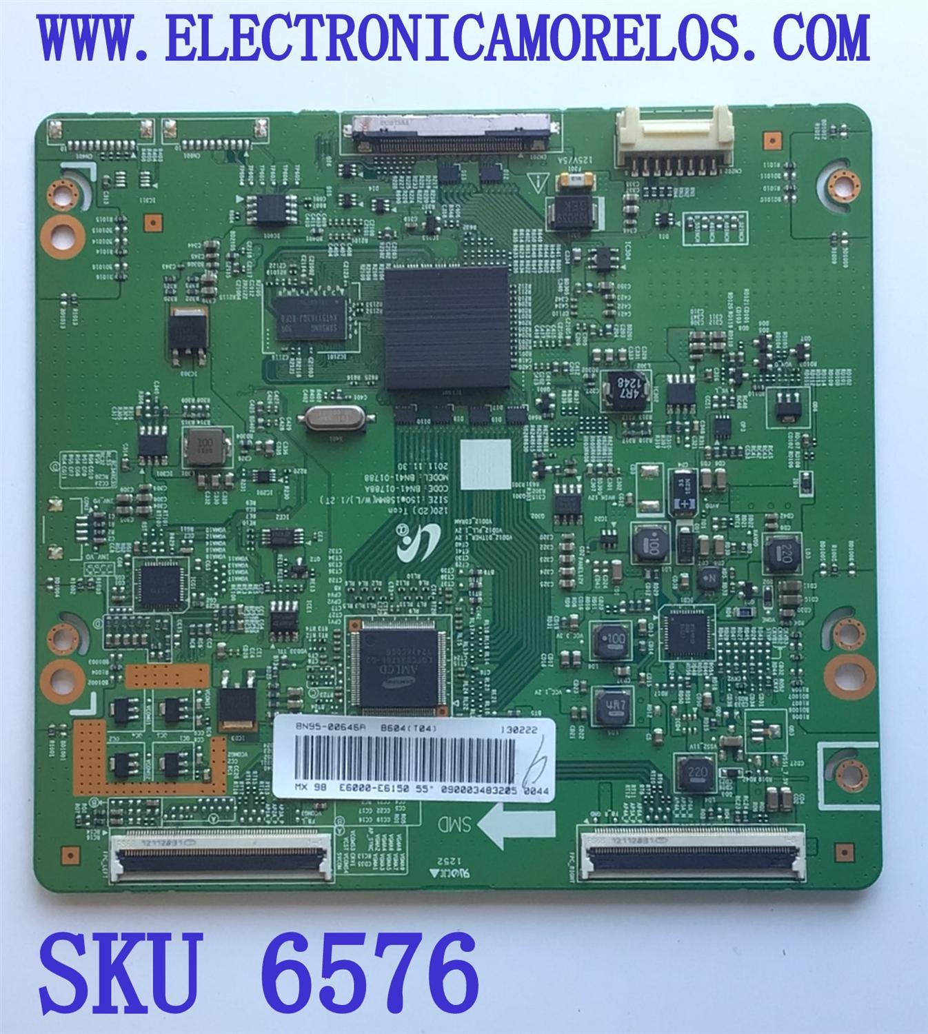 T-CON PARA TV SAMSUNG / NUMERO DE PARTE BN95-00646A / BN41-01788A / BN9400646A / 090003483205 / DISPLAY LSJ550HJ05-E03 / MODELO H55MEBPLGA/ZA SS01	
